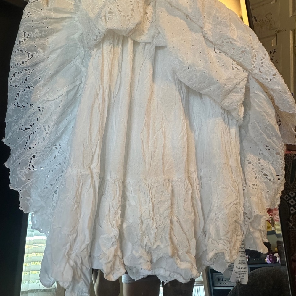 Anthropologie Maeve Tiered Eyelet White Midi Dress - Picture 6 of 11